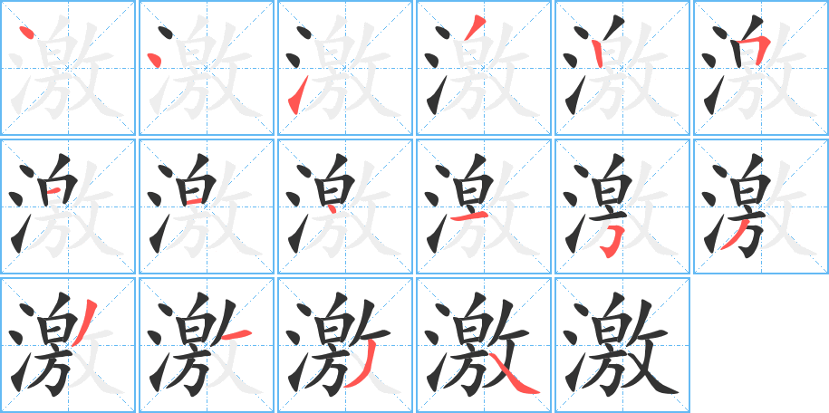 激字的笔顺分布演示