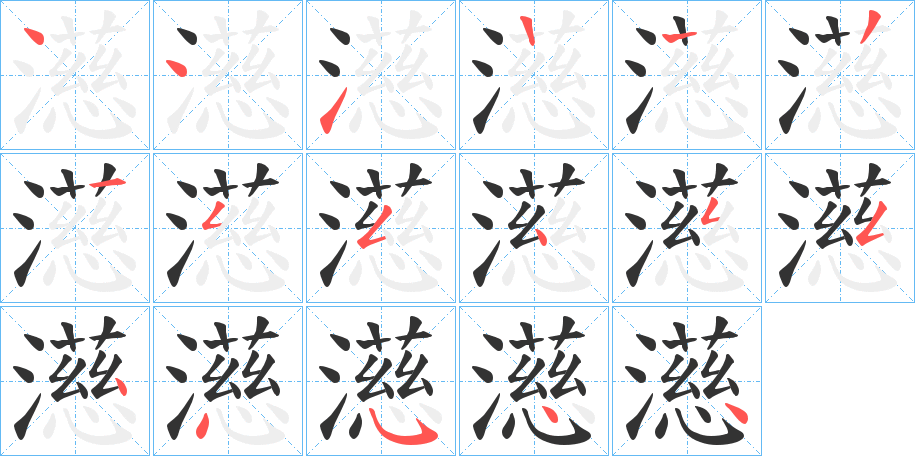 濨字的笔顺分布演示