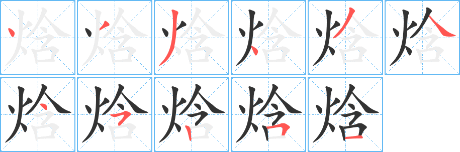 焓字的笔顺分布演示