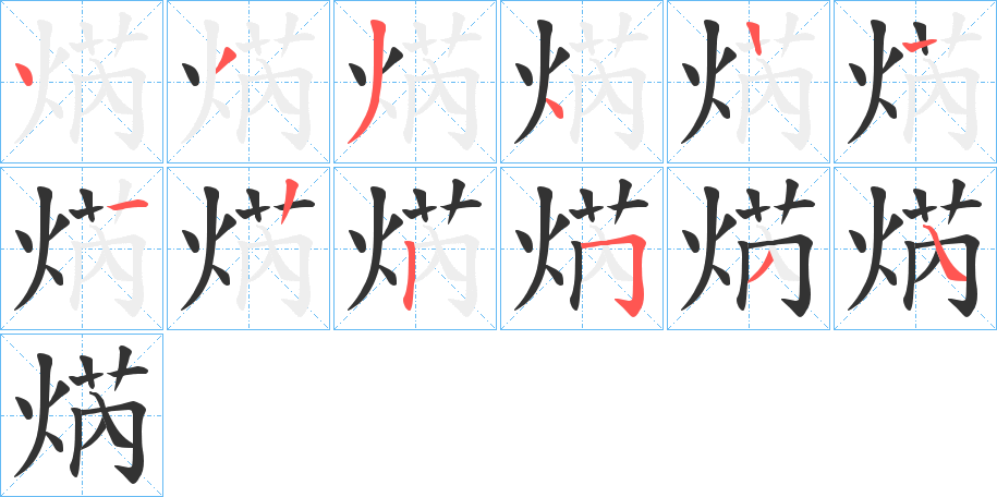 焫字的笔顺分布演示