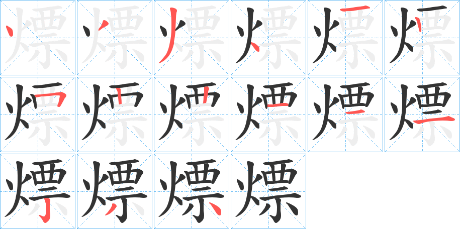 熛字的笔顺分布演示