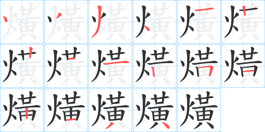 熿字的笔顺分布演示