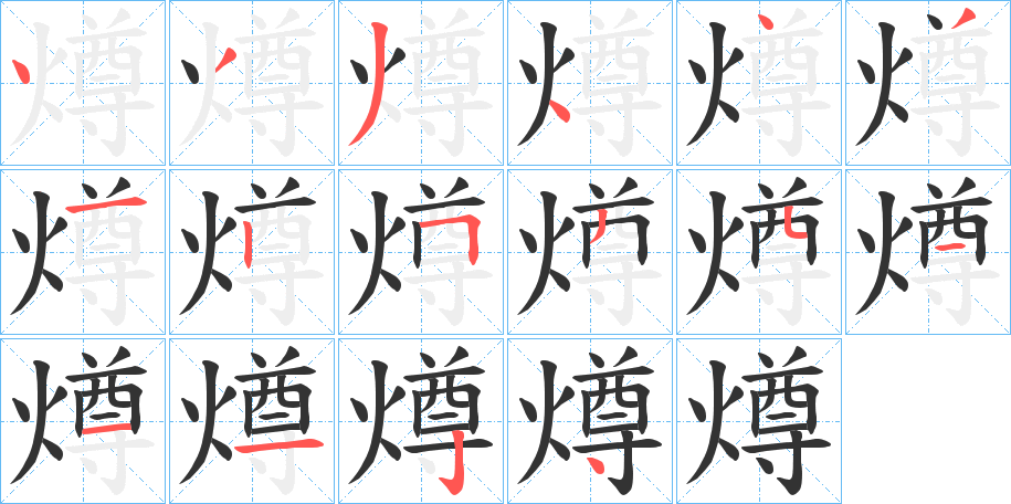 燇字的笔顺分布演示