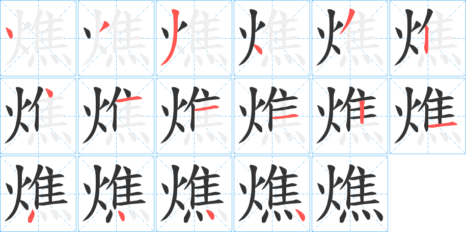 燋字的笔顺分布演示