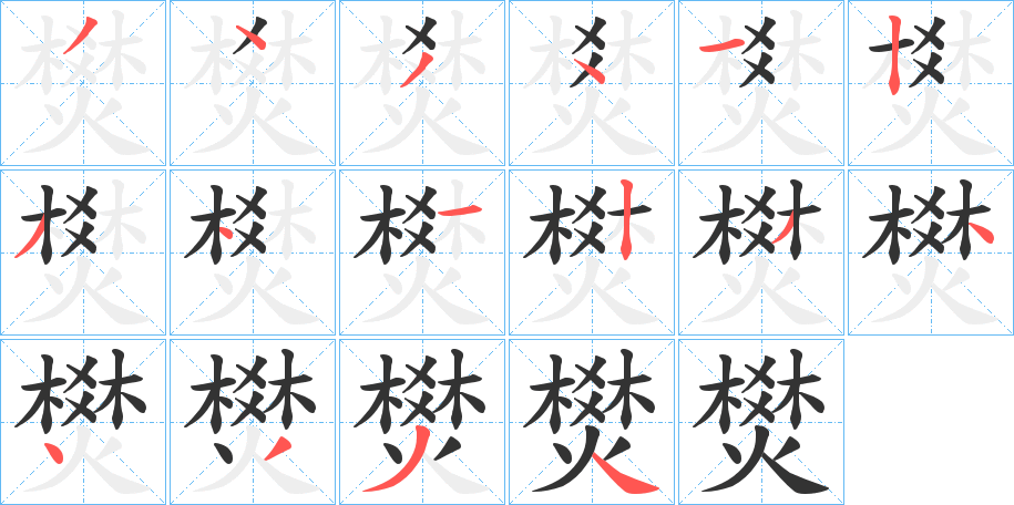 燓字的笔顺分布演示