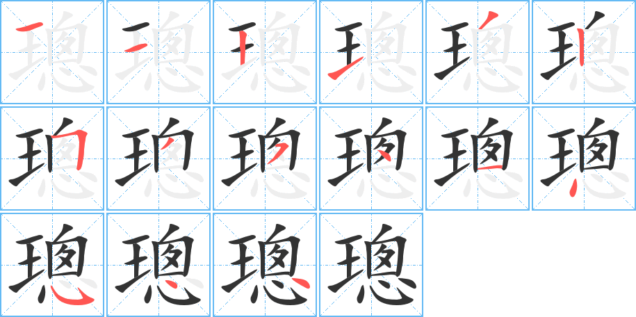 璁字的笔顺分布演示