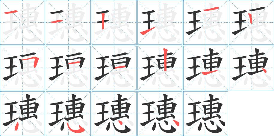 璤字的笔顺分布演示