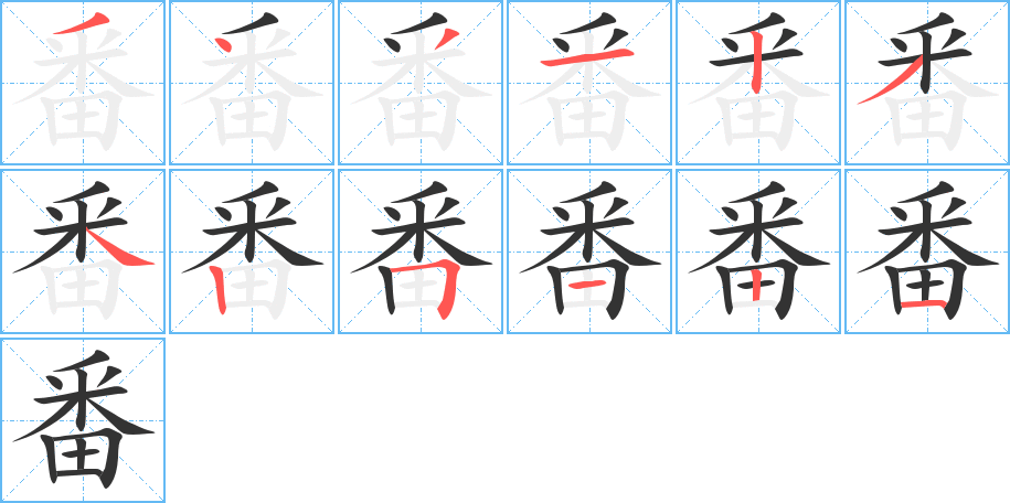 番字的笔顺分布演示