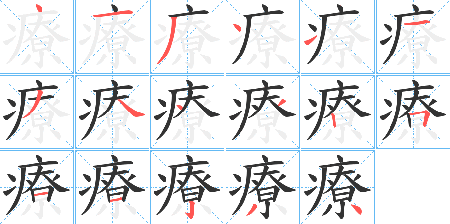 療字的笔顺分布演示