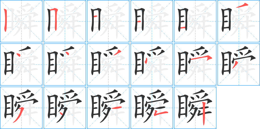 瞬字的笔顺分布演示