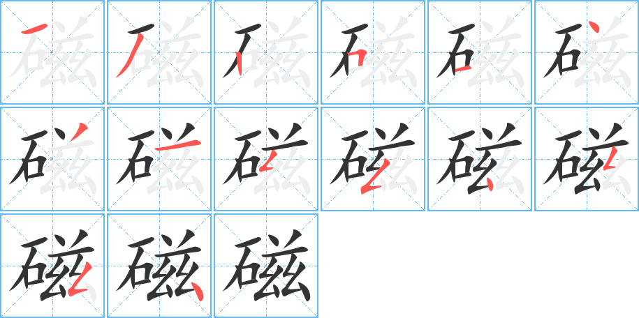 磁字的笔顺分布演示