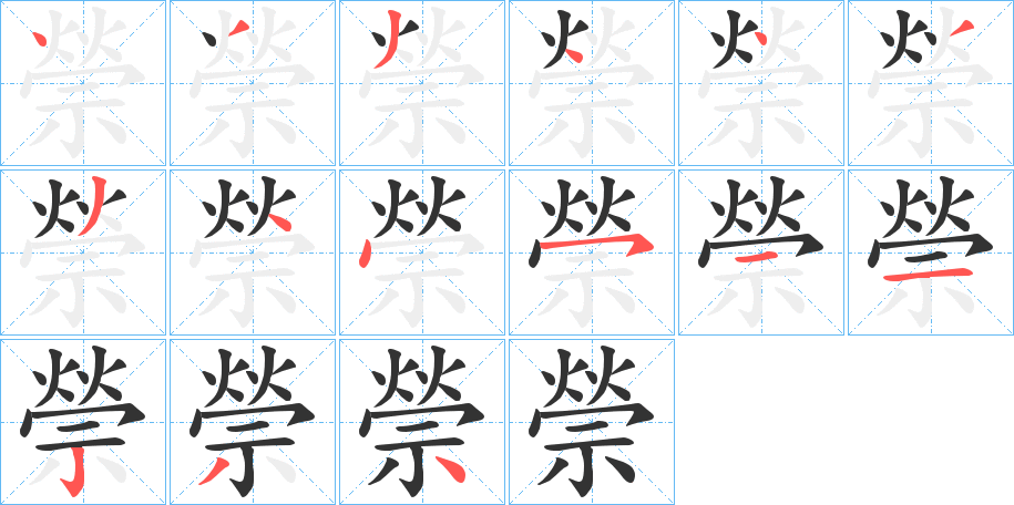 禜字的笔顺分布演示