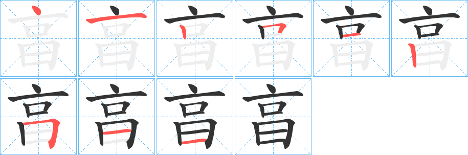 亯字的笔顺分布演示