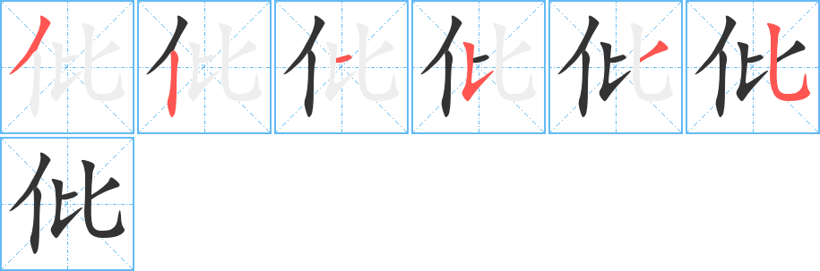 仳字的笔顺分布演示