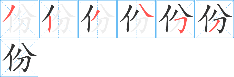 份字的笔顺分布演示