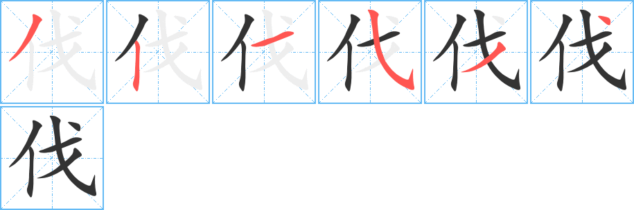 伐字的笔顺分布演示