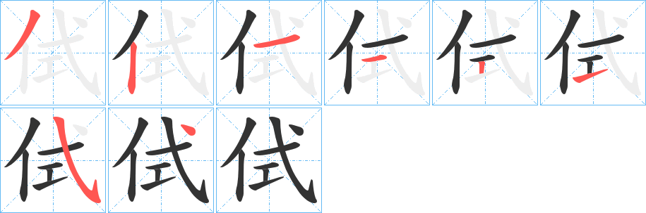 侙字的笔顺分布演示