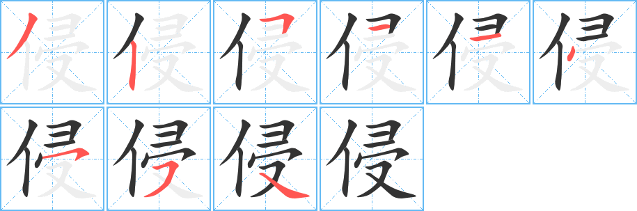 侵字的笔顺分布演示