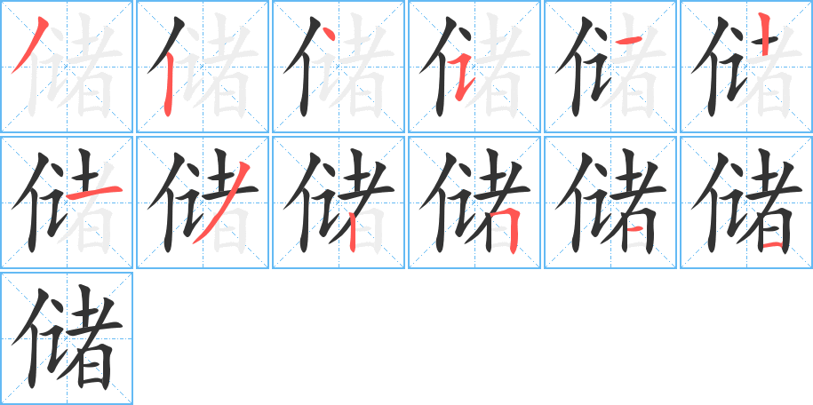 储字的笔顺分布演示