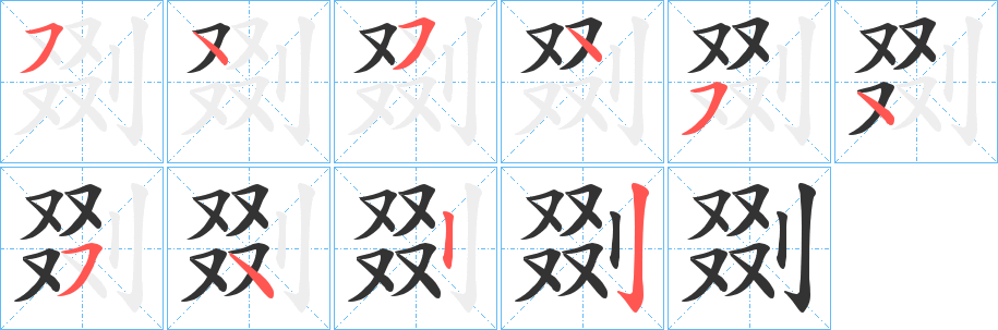 剟字的笔顺分布演示