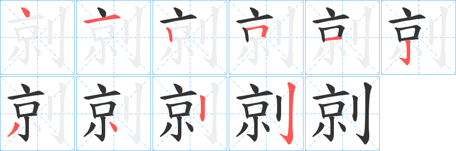 剠字的笔顺分布演示