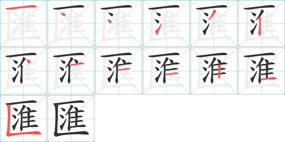 匯字的笔顺分布演示