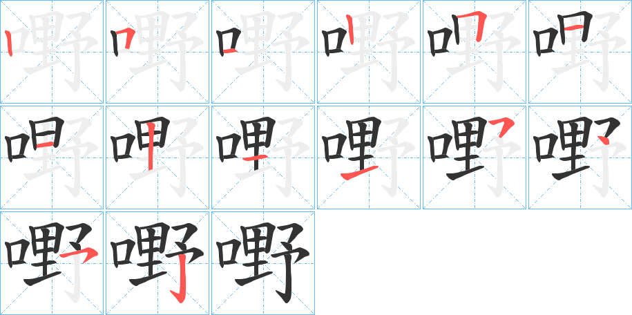 嘢字的笔顺分布演示