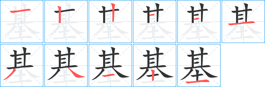 基字的笔顺分布演示