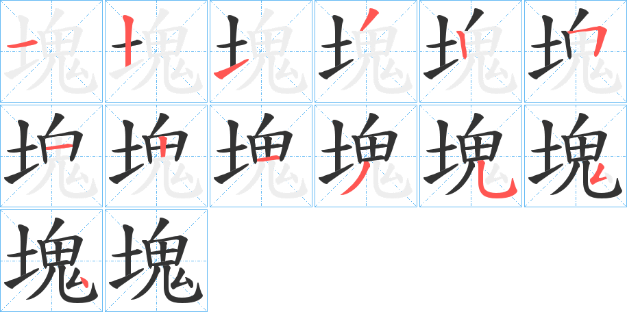 塊字的笔顺分布演示