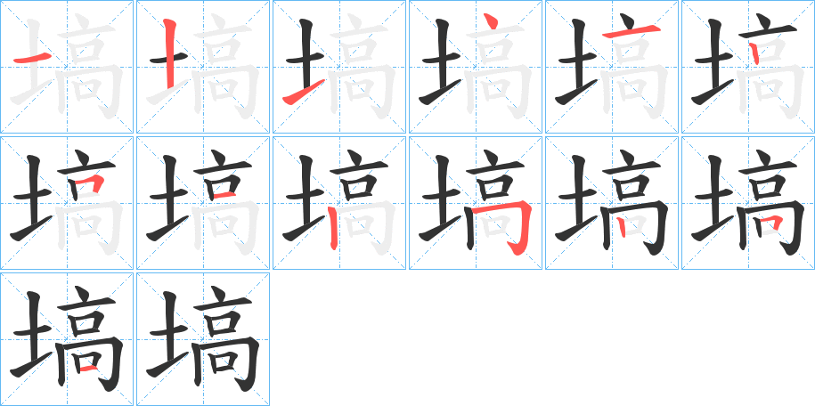 塙字的笔顺分布演示