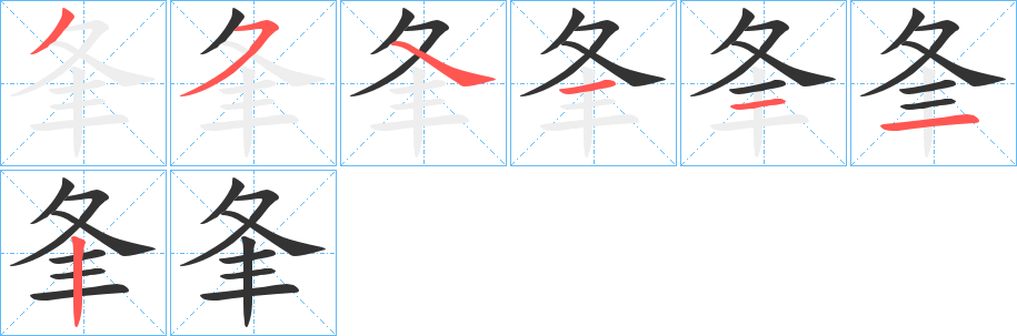 夆字的笔顺分布演示