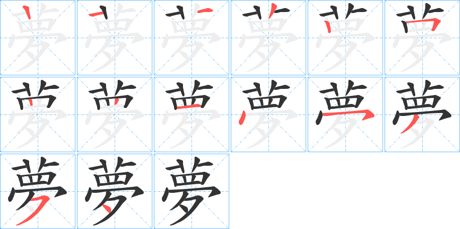 夢字的笔顺分布演示