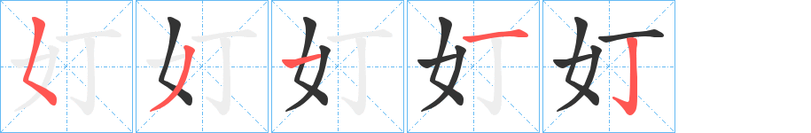 奵字的笔顺分布演示