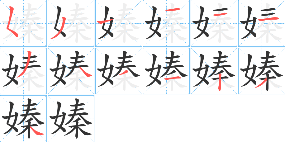 嫀字的笔顺分布演示