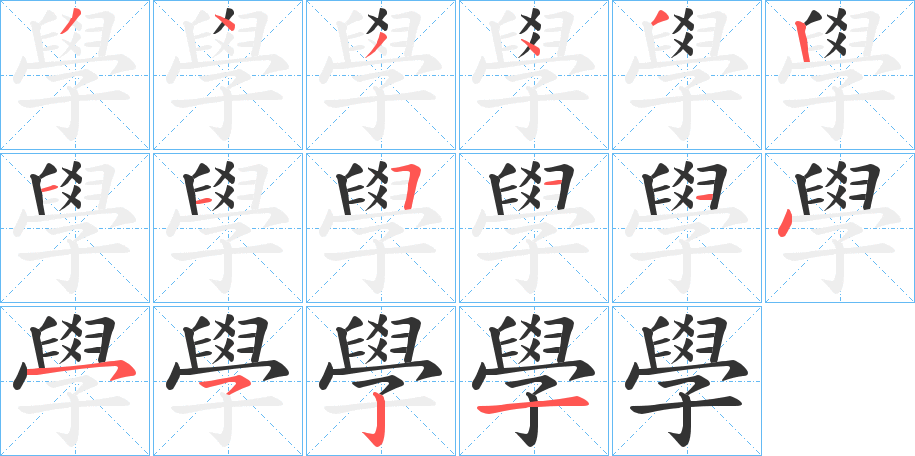 學字的笔顺分布演示