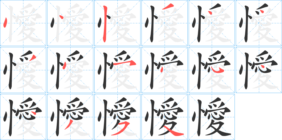 懓字的笔顺分布演示