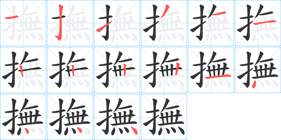 撫字的笔顺分布演示