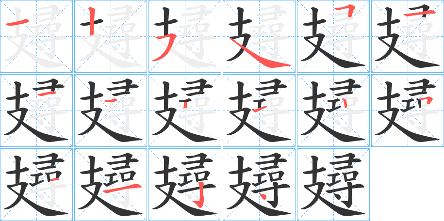 攳字的笔顺分布演示