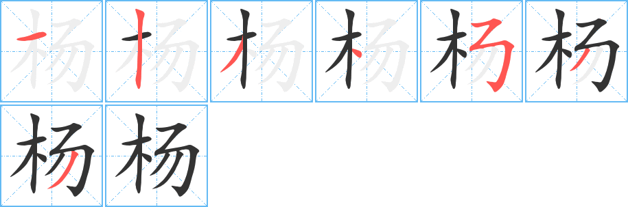 杨字的笔顺分布演示