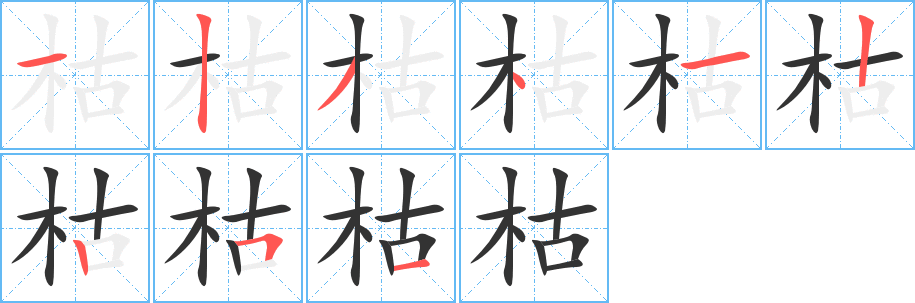 枯字的笔顺分布演示