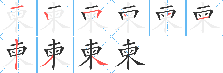 柬字的笔顺分布演示