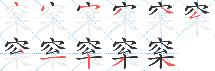 梥字的笔顺分布演示