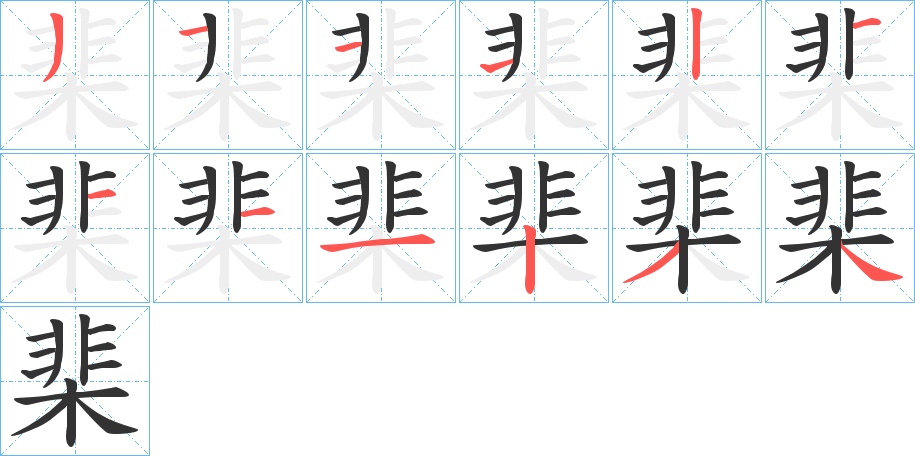 棐字的笔顺分布演示