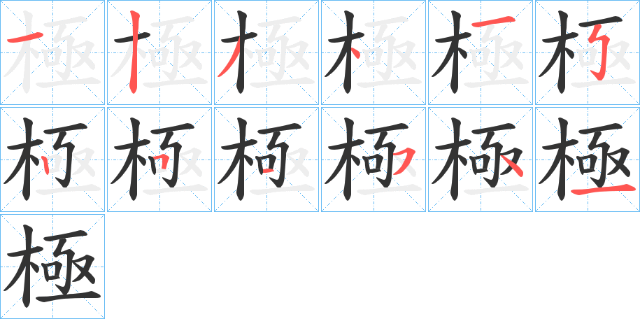 極字的笔顺分布演示