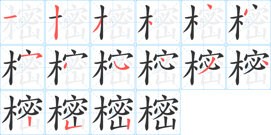 樒字的笔顺分布演示