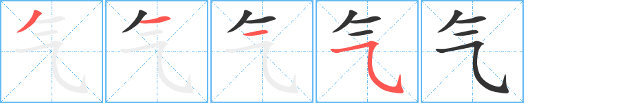 气字的笔顺分布演示