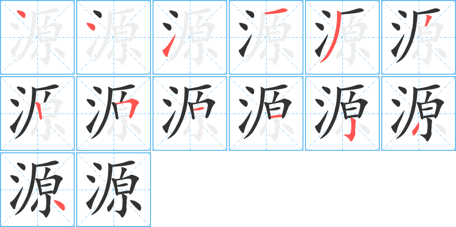 源字的笔顺分布演示