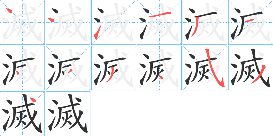 滅字的笔顺分布演示