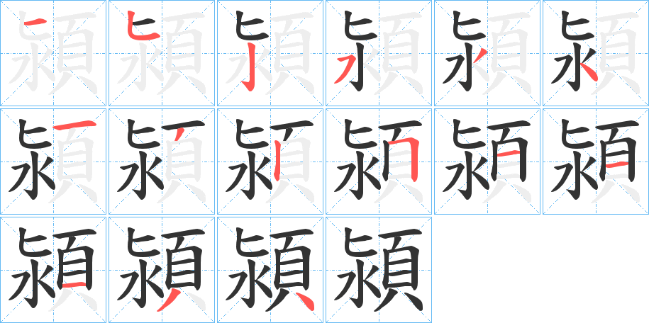 潁字的笔顺分布演示