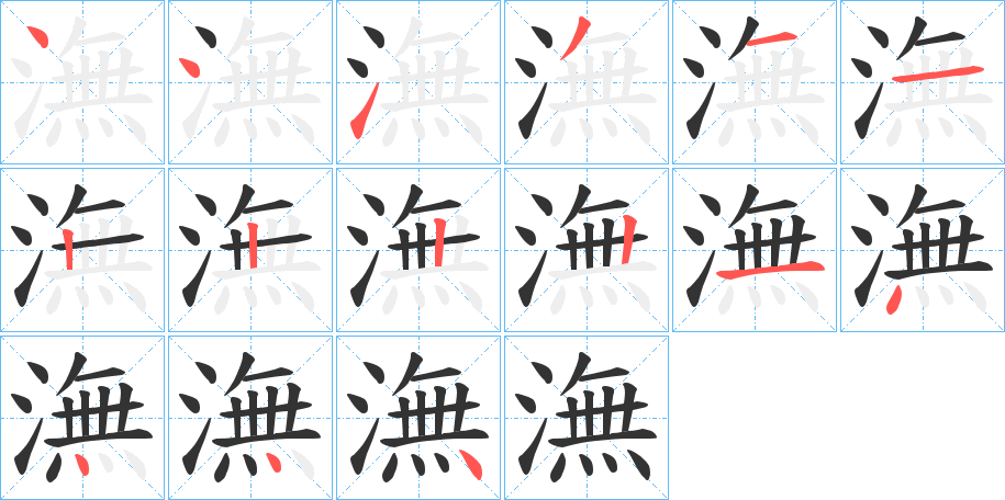 潕字的笔顺分布演示